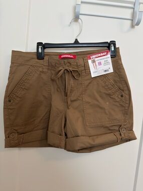 NWT UNIONBAY Women's Brown Drawstring Utility Shorts size 6 (28w)